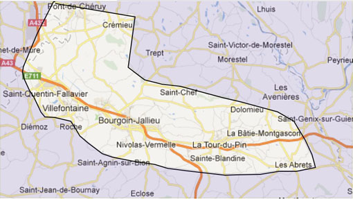 Zone d'intervention atout gaz nord isere