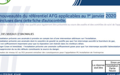 La Fiche Visa Qualité – PG – Autocontrôle des installations de Gaz